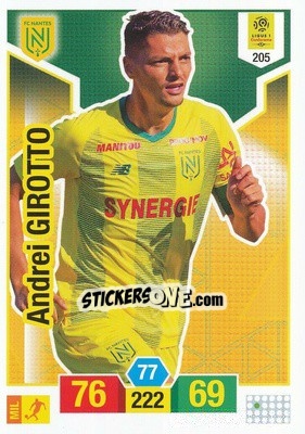 Sticker Andrei Girotto - FOOT 2019-2020. Adrenalyn XL n. 205 - Panini