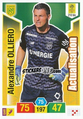 Figurina Alexandre Olliero - FOOT 2019-2020. Adrenalyn XL n. 210bis - Panini