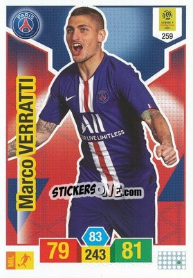 Sticker Marco Verratti - FOOT 2019-2020. Adrenalyn XL n. 259 - Panini