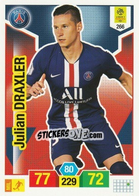 Sticker Julian Draxler - FOOT 2019-2020. Adrenalyn XL n. 266 - Panini