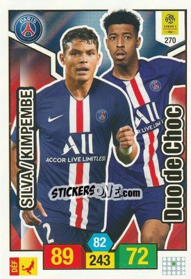 Sticker Presnel Kimpembe / Thiago Silva - FOOT 2019-2020. Adrenalyn XL n. 270 - Panini