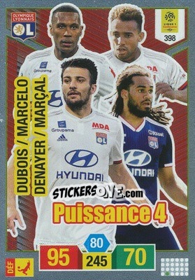 Sticker Léo Dubois / Marcelo / Jason Denayer / Marçal - FOOT 2019-2020. Adrenalyn XL n. 398 - Panini