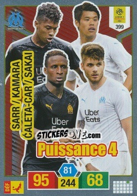 Sticker Hiroki Sakai / Bouna Sarr / Boubacar Kamara / Duje Caleta-Car - FOOT 2019-2020. Adrenalyn XL n. 399 - Panini