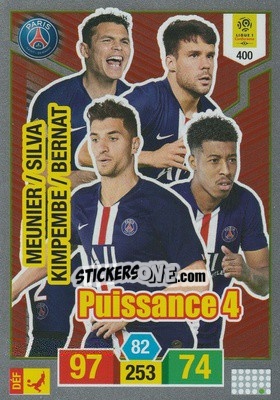 Sticker Thomas Meunier / Thiago Silva / Presnel Kimpembe / Juan Bernat - FOOT 2019-2020. Adrenalyn XL n. 400 - Panini