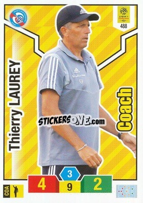 Sticker Thierry Laurey - FOOT 2019-2020. Adrenalyn XL n. 488 - Panini