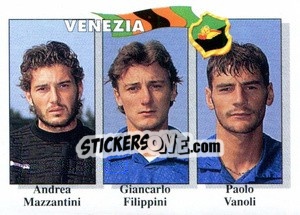Sticker Andrea Mazzantini / Giancarlo Filippini / Paolo Vanoli - Calcioflash 1995 n. 389 - Euroflash