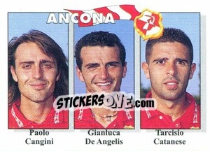 Sticker Paolo Cangini / Gianluca De Angelis / Tarcisio Catanese - Calcioflash 1995 - Euroflash