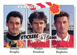 Sticker Simone Braglia / Walter Dondoni / Massimo Beghetto - Calcioflash 1995 - Euroflash