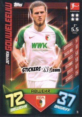 Sticker Jeffrey Gouweleeuw - German Fussball Bundesliga 2019-2020. Match Attax n. 14 - Topps