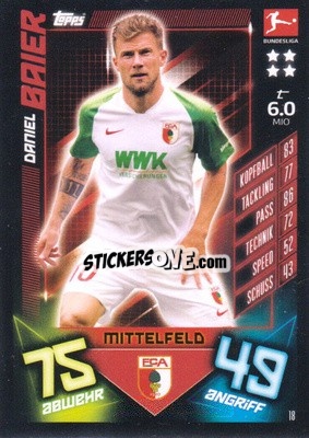 Sticker Daniel Baier - German Fussball Bundesliga 2019-2020. Match Attax - Topps