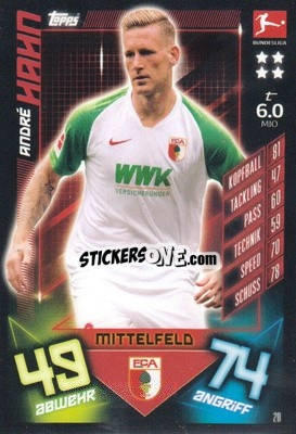 Sticker André Hahn - German Fussball Bundesliga 2019-2020. Match Attax n. 20 - Topps