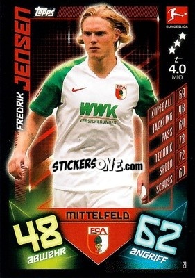 Sticker Fredrik Jensen - German Fussball Bundesliga 2019-2020. Match Attax - Topps