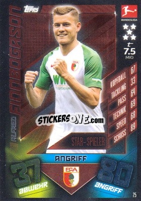 Sticker Alfred Finnbogason - German Fussball Bundesliga 2019-2020. Match Attax n. 25 - Topps