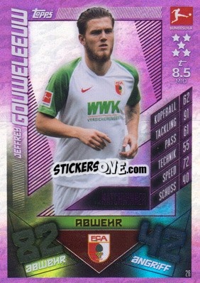 Sticker Jeffrey Gouweleeuw - German Fussball Bundesliga 2019-2020. Match Attax n. 26 - Topps