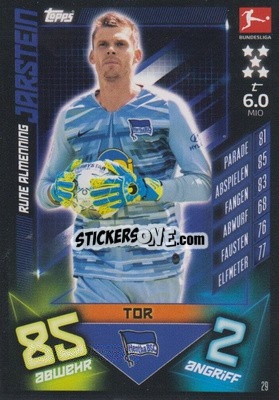 Cromo Rune Almenning Jarstein - German Fussball Bundesliga 2019-2020. Match Attax - Topps