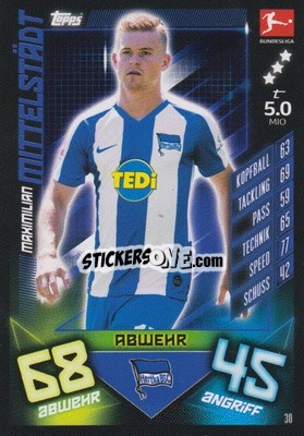 Sticker Maximilian Mittelstädt - German Fussball Bundesliga 2019-2020. Match Attax n. 30 - Topps