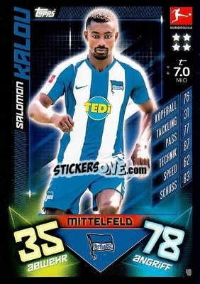 Sticker Salomon Kalou - German Fussball Bundesliga 2019-2020. Match Attax n. 40 - Topps