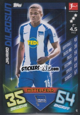 Sticker Javairo Dilrosun - German Fussball Bundesliga 2019-2020. Match Attax n. 41 - Topps