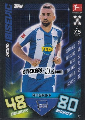 Sticker Vedad Ibisevic - German Fussball Bundesliga 2019-2020. Match Attax n. 42 - Topps