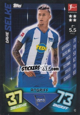 Figurina Davie Selke - German Fussball Bundesliga 2019-2020. Match Attax - Topps