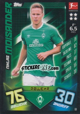 Sticker Niklas Moisander - German Fussball Bundesliga 2019-2020. Match Attax - Topps