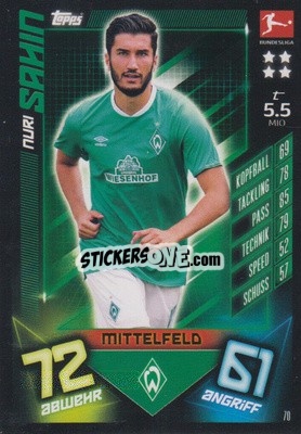 Cromo Nuri Sahin - German Fussball Bundesliga 2019-2020. Match Attax - Topps