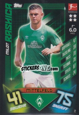 Sticker Milot Rashica - German Fussball Bundesliga 2019-2020. Match Attax n. 72 - Topps