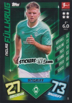 Sticker Niclas Füllkrug - German Fussball Bundesliga 2019-2020. Match Attax n. 75 - Topps