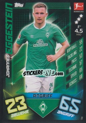 Sticker Johannes Eggestein - German Fussball Bundesliga 2019-2020. Match Attax - Topps