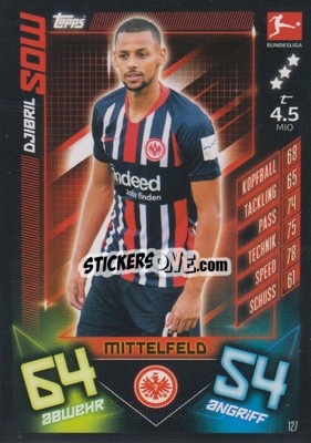 Sticker Djibril Sow - German Fussball Bundesliga 2019-2020. Match Attax n. 127 - Topps