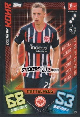 Sticker Dominik Kohr - German Fussball Bundesliga 2019-2020. Match Attax n. 128 - Topps