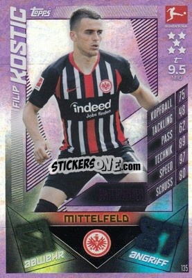 Sticker Filip Kostic - German Fussball Bundesliga 2019-2020. Match Attax n. 135 - Topps