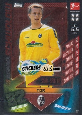 Sticker Alexander Schwolow - German Fussball Bundesliga 2019-2020. Match Attax n. 137 - Topps
