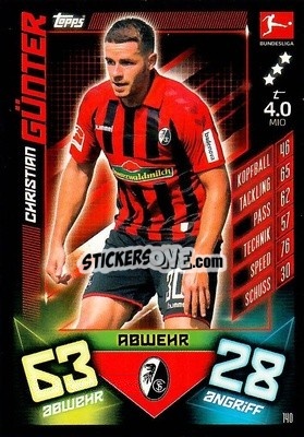 Sticker Christian Günter - German Fussball Bundesliga 2019-2020. Match Attax n. 140 - Topps
