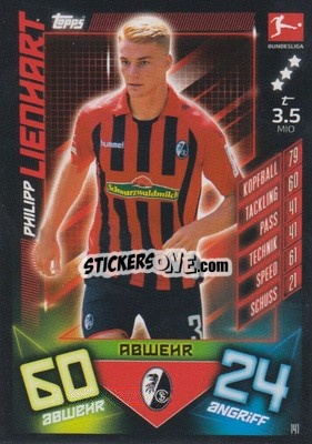 Sticker Philipp Lienhart - German Fussball Bundesliga 2019-2020. Match Attax - Topps