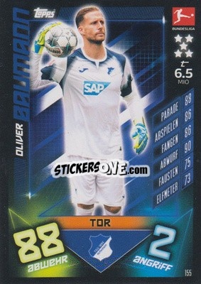 Sticker Oliver Baumann - German Fussball Bundesliga 2019-2020. Match Attax n. 155 - Topps