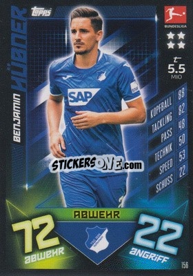 Sticker Benjamin Hübner - German Fussball Bundesliga 2019-2020. Match Attax n. 156 - Topps