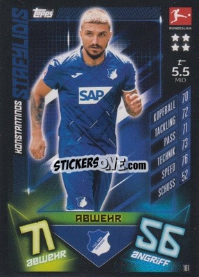 Sticker Konstantinos Stafylidis - German Fussball Bundesliga 2019-2020. Match Attax n. 161 - Topps