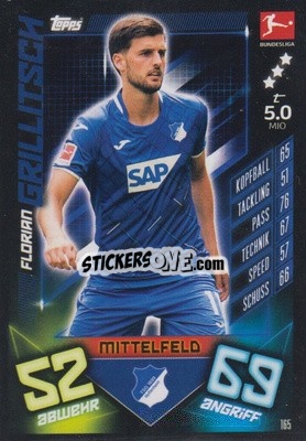 Sticker Florian Grillitsch - German Fussball Bundesliga 2019-2020. Match Attax n. 165 - Topps
