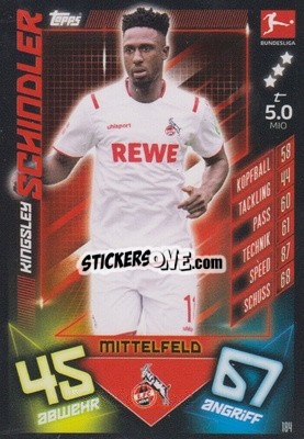 Sticker Kingsley Schindler - German Fussball Bundesliga 2019-2020. Match Attax n. 184 - Topps