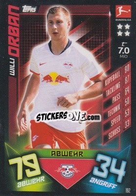 Sticker Willi Orban - German Fussball Bundesliga 2019-2020. Match Attax - Topps