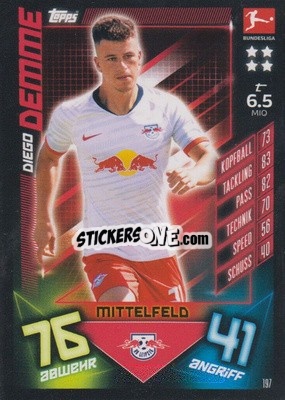 Sticker Diego Demme - German Fussball Bundesliga 2019-2020. Match Attax - Topps