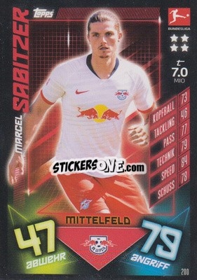 Sticker Marcel Sabitzer - German Fussball Bundesliga 2019-2020. Match Attax n. 200 - Topps