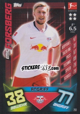 Sticker Emil Forsberg - German Fussball Bundesliga 2019-2020. Match Attax n. 203 - Topps