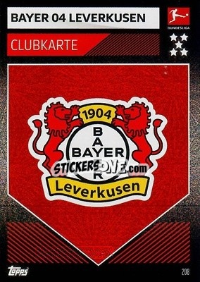 Sticker Clubkarte - German Fussball Bundesliga 2019-2020. Match Attax n. 208 - Topps