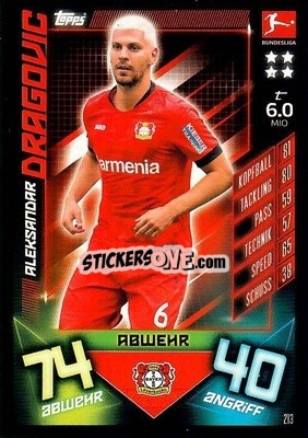 Cromo Aleksandar Dragovic - German Fussball Bundesliga 2019-2020. Match Attax - Topps