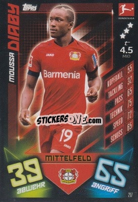 Sticker Moussa Diaby - German Fussball Bundesliga 2019-2020. Match Attax n. 217 - Topps