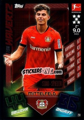 Sticker Kai Havertz - German Fussball Bundesliga 2019-2020. Match Attax n. 218 - Topps