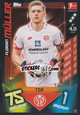 Sticker Florian Müller - German Fussball Bundesliga 2019-2020. Match Attax n. 227 - Topps