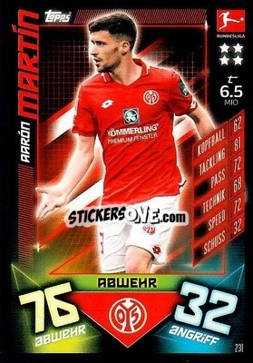 Sticker Aaron Martin - German Fussball Bundesliga 2019-2020. Match Attax n. 231 - Topps